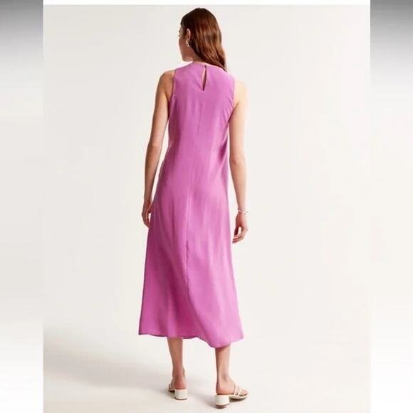 Abercrombie & Fitch High-Neck Column Midi Dress in Orchid Size Large - Picture 4 of 16